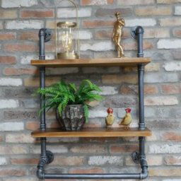 Industrial Metal & Wood Pipe Wall Shelves Material: Home Decor & Accessories