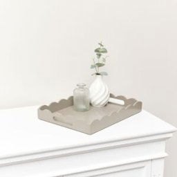 Rectangle Taupe Scalloped Tray Material: Home Decor & Accessories