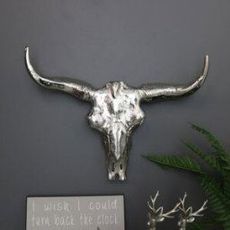 Silver Metal Wall Mounted Buffalo Skull Material: Home Decor & Accessories/Wall Art & Plaques