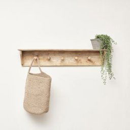 Mango Wood Wall Shelf with Hooks Material: Home Decor & Accessories/Shelves & Storage