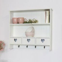 Large Pale Cream Wall Shelf with Heart Drawers Material: Home Decor & Accessories/Shelves & Storage