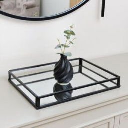 Large Black Mirrored Cocktail Tray Material: Home Decor & Accessories
