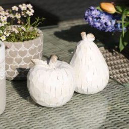 White Distressed Apple & Pear Ornamental Set Material: Home Decor & Accessories