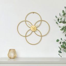 Gold Round Clover Wall Clock - 51cm x 51cm Material: Home Decor & Accessories/Clocks