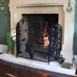 Black Metal Bird & Vine Fire Screen Material: Home Decor & Accessories