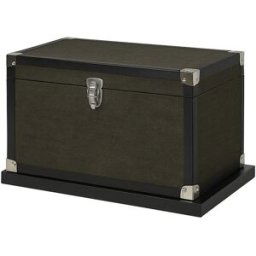 Small Black & Orange Wood Trim Storage Box / Trunk Material: Home Decor & Accessories