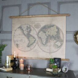 Large Rustic World Map Hanging Canvas Print 106cm x 73cm Material: Home Decor & Accessories/Wall Art & Plaques
