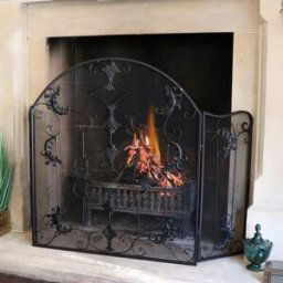 Black Metal Ornate Fire Screen Material: Home Decor & Accessories