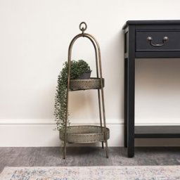 Antique Gold Two Tier Freestanding Shelf Material: Home Decor & Accessories/Shelves & Storage