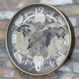 Antique Gold Round Cog Wall Clock 48cm x 48cm Material: Home Decor & Accessories/Clocks