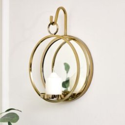 Round Gold Mirrored Wall Candle Sconce Material: Home Decor & Accessories