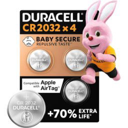 4 x Apple AirTag Compatible CR2032 Batteries from Duracell