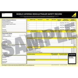 Officially Licensed Gas Safe Gas Safe Mobile Catering Vehicle Safety Record - Pad of 50