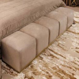 Praline Luxury Velvet & Gold Upholstered Bench, Super King