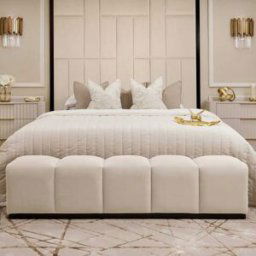 Venus Cream Premium Upholstered Bench, Emperor / Emperor