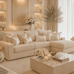 Olivia Premium Cream Sofa Range without Studs, Medium Footstool / Foam Filled