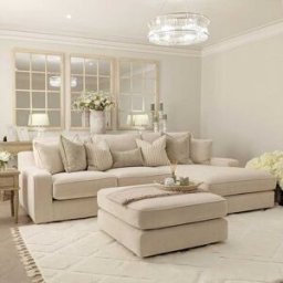 Victoria Luxury Beige Textured Sofa Range, Medium Left Hand Facing / Pillow Back