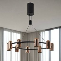 Carrara Black & Rose Gold Round 8 Light LED Pendant Ceiling Light