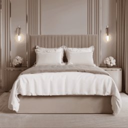 Harriet Beige Velvet Channelled Ottoman Bed, Single