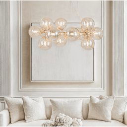 Elegance Gold & Glass Circular Pendant Ceiling Light