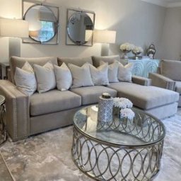 Olivia Premium Mink Sofa Range with Studs, Large Corner Sofa - Right Hand Facing / Fibre Filled