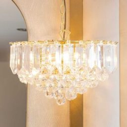 In Stock - Nia Brass and Acrylic 3 Light Pendant Ceiling Light