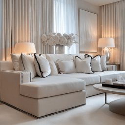 Mayfair Cream Velvet Sofa Collection, With Black Studs, Large 3 Seater