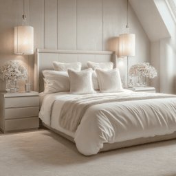 Dahlia Mushroom & Lightwash Wood Veneer Bed, King