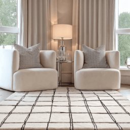 Brisbane Cream Pattern Monochrome Rug, 120 x 170cm