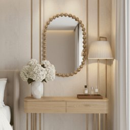 Allure Gold Oval Beaded Wall Mirror