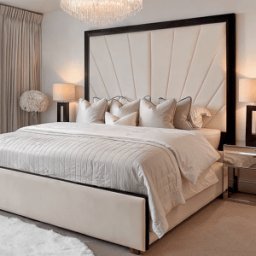 Barcelona Cream & Black Sunburst Bed, Double