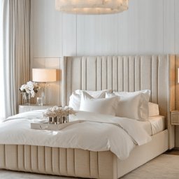 Faith Luxury Stone Textured Channelled Bed, Double