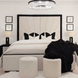 Barcelona Cream & Black Sunburst Ottoman Storage Bed, Double