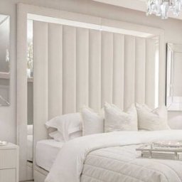 Chelsea Cream Velvet Mirrored Studded Premium Channelled Headboard, Super King