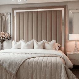 Chelsea Mink Mirrored Studded Premium Channelled Headboard, King