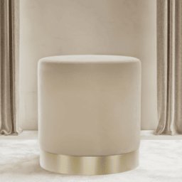 Jaycee Beige & Gold Medium Round Stool