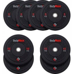 BodyMax Olympic Hi-Impact Rubber Crumb Bumper Weight Plates BodyMax 70kg Set