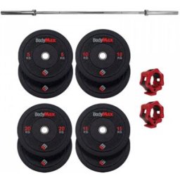 BodyMax Rubber Crumb Bumper Weight Set with Bar - 100kg