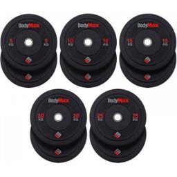 BodyMax Olympic Hi-Impact Rubber Crumb Bumper Weight Plates BodyMax 150kg Set