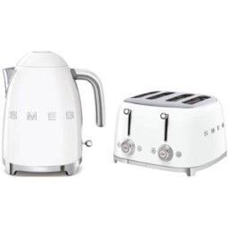 Smeg Jug Kettle & 4 Slice Toaster Set - White