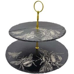 Selbrae House Slate 2-Tier Cake Serving Stand - Bee