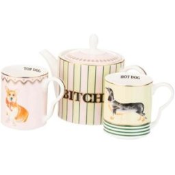 Yvonne Ellen Bone China Teapot & 2-Piece Mug Set - Doggie