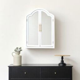 Arched White Mirrored Fronted Wall Cabinet 79cm x 57cm Material: Home Decor & Accessories/Shelves & Storage