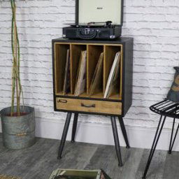 Industrial Retro Style Vinyl Record Storage Cabinet Material: Furniture