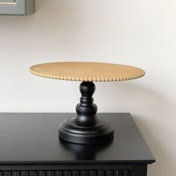 Black & Wooden Bobble Edge Cake Display Stand - 19cm Material: Home Decor & Accessories
