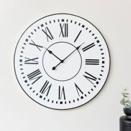 Large Metal Black & White Wall Clock 76cm x 76cm Material: Home Decor & Accessories/Clocks