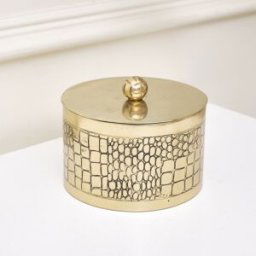 Gold Crocodile Print Trinket Pot Material: Home Decor & Accessories