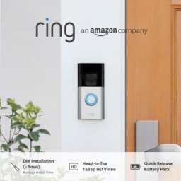Ring Battery Video Doorbell Plus DIY Wireless Security Camera with Advanced Features, New