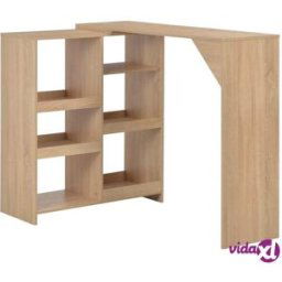 vidaXL Bar Table with Moveable Shelf Oak 138x39x110 cm