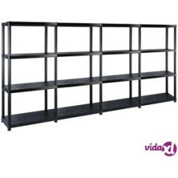 vidaXL Storage Shelf 4-Tier Black 244x30.5x130 cm Plastic